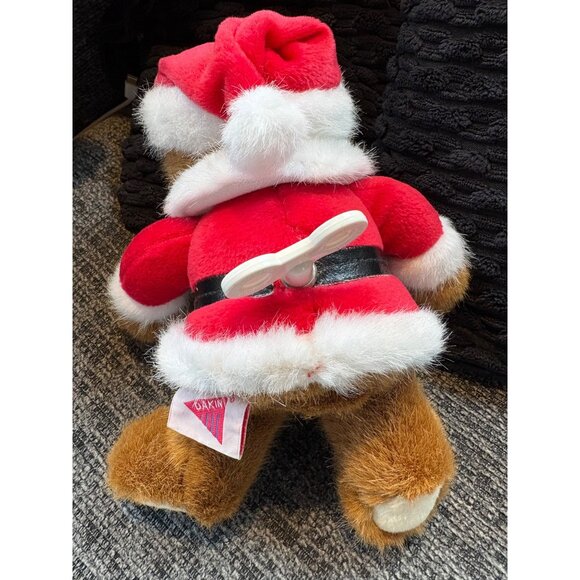 Vintage Musical Jingle Bells 1993 Dakin Santa Teddy Bear Plush 8" Polyester Bro - Picture 6 of 6